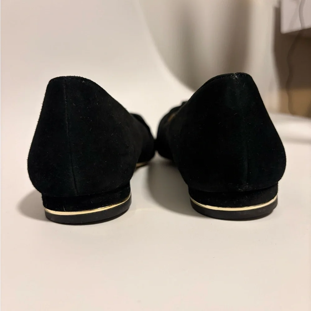 Talbots Black Pointed-Toe Bow Flats